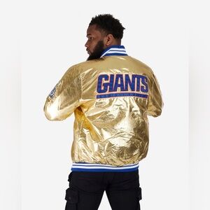 Starter Gold New York Giants Satin Bomber/Varsity Jacket